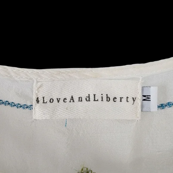 Johnny Was x 4 Love And Liberty White Silk Floral Embroidered Blouse Ruffles - Picture 6 of 15